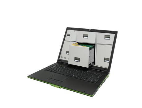 Laptop and file cabinet folder