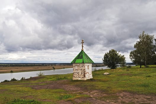 The chapel on theOka banks, Konstantinovo village, Russia (the home of russian poet Sergei Esenin)