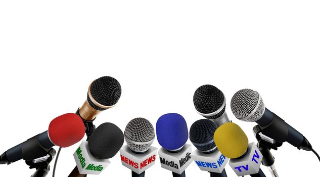Press conference microphones