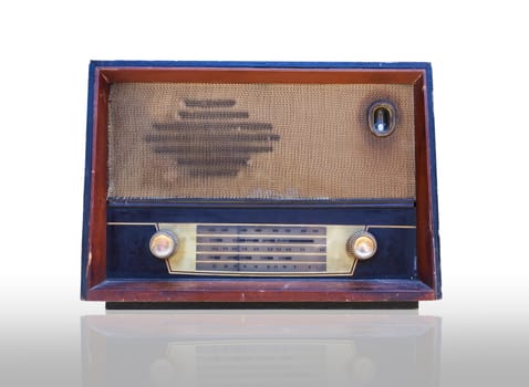 Old radio isolated on white background.