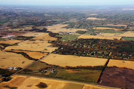 farmland from above at harvest time
