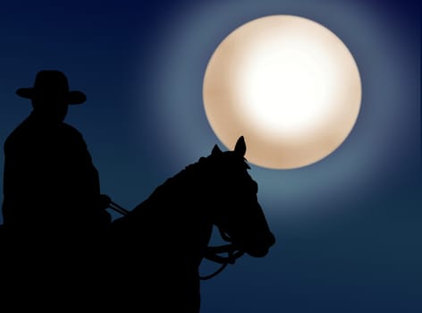 Cowboy under moon light