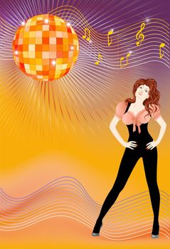 girl on a gradient background with disco ball and notes






girl on a gradient background with disco ball and notes
