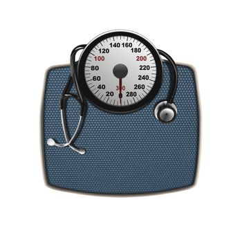 stethoscope on a weight scales