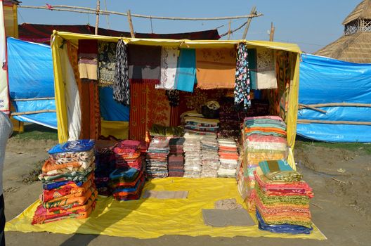 sale of cloths in an Indian market