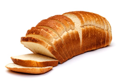 Sliced Wheat Bread on white background