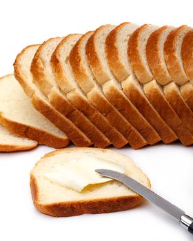 Slices of Wheat Bread with Butter, closeup