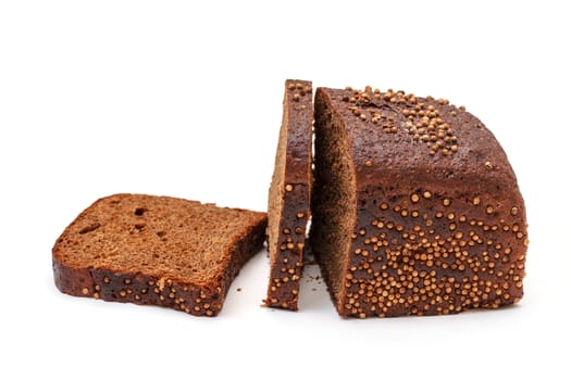 Sliced Rye Bread on white background