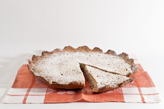 Swiss Easter rice pie on the table-napkin