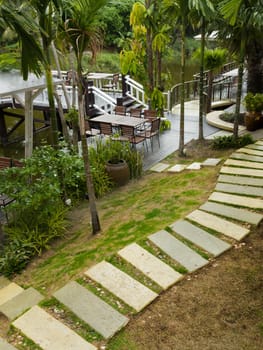 Walking in the garden and dining table set