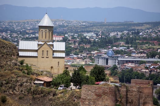 Churches and domes of Tbilisi, view to historical part of the capital of Republic of Georgia