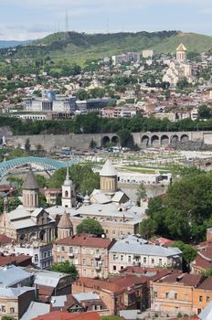 Churches and domes of Tbilisi, view to historical part of the capital of Republic of Georgia