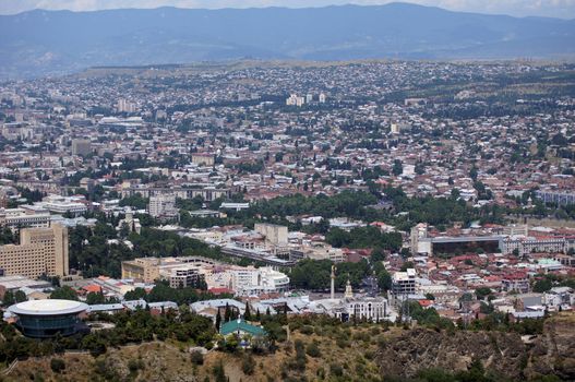 Churches and domes of Tbilisi, view to historical part of the capital of Republic of Georgia