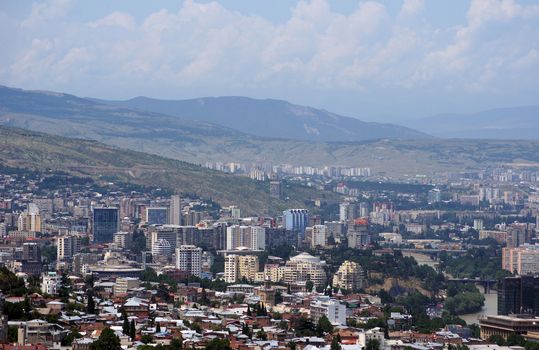 Churches and domes of Tbilisi, view to historical part of the capital of Republic of Georgia