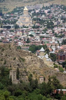 Medieval castle of Narikala and Tbilisi city overview, Republic of Georgia, Caucasus region              