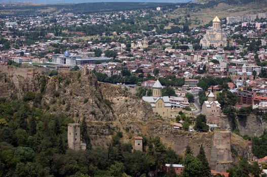 Medieval castle of Narikala and Tbilisi city overview, Republic of Georgia, Caucasus region           