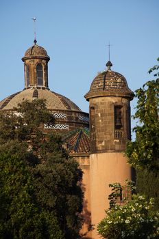 Mosaic dome of Citadel Cathedral of Old Town of Barcelona close to Gothic Quarter