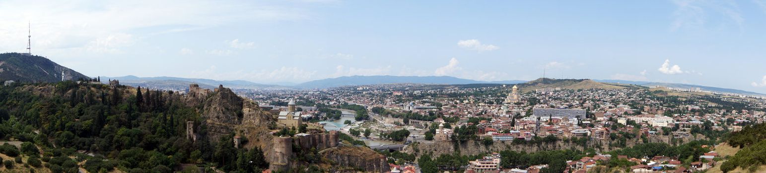 Panoramic view of Tbilisi castle and old town              