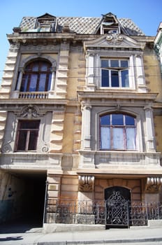 Art-Nouveau facade in Tbilisi Old town, restored area around Marjanishvilis square