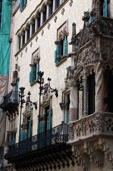 View of Barcelona, Spain. Passeig de Grasia and La Rambla. Houses built in the XVIII century