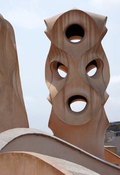 Roof of Casa Mila in Barcelona, Spain        