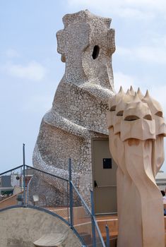 Roof of Casa Mila in Barcelona, Spain    