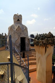 Roof of Casa Mila in Barcelona, Spain