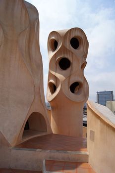 Roof of Casa Mila in Barcelona, Spain           