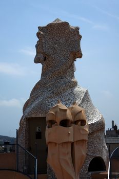 Roof of Casa Mila in Barcelona, Spain            