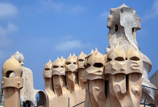 Roof of Casa Mila in Barcelona, Spain     