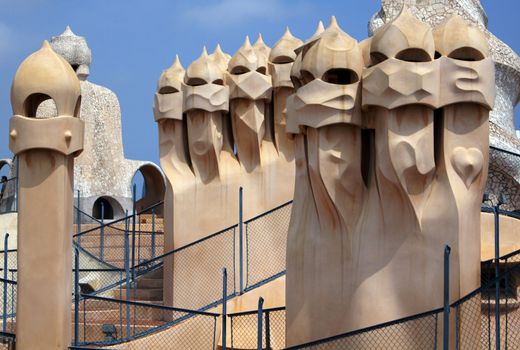 Roof of Casa Mila in Barcelona, Spain   