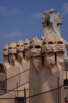 Roof of Casa Mila in Barcelona, Spain