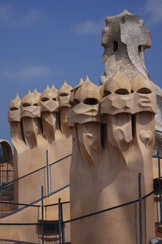 Roof of Casa Mila in Barcelona, Spain     