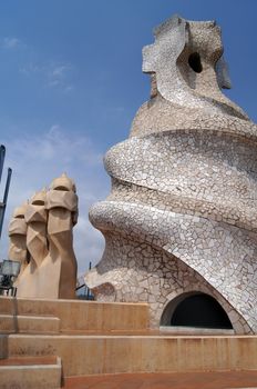 Roof of Casa Mila in Barcelona, Spain            