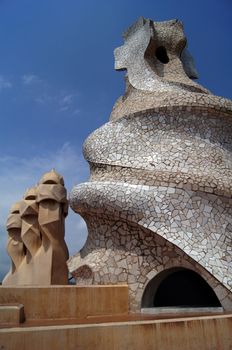 Roof of Casa Mila in Barcelona, Spain        