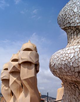 Roof of Casa Mila in Barcelona, Spain