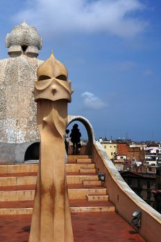 Roof of Casa Mila, Barcelona, Spain              