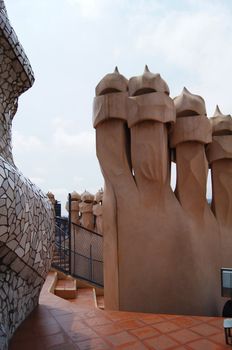 Roof of Casa Mila in Barcelona, Spain          