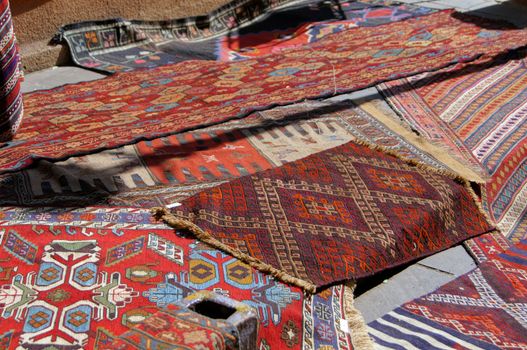 Old carpets in the street market in Tbilisi Old town, Republic of Georgia