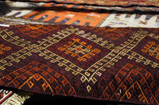 Old carpets in the street market in Tbilisi Old town, Republic of Georgia