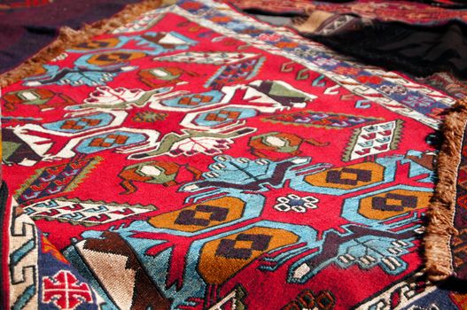 Old carpets in the street market in Tbilisi Old town, Republic of Georgia