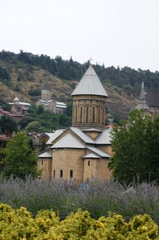 Churches and domes of Tbilisi, view to historical part of the capital of Republic of Georgia