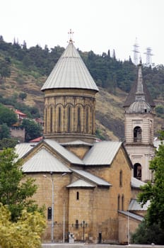 Churches and domes of Tbilisi, view to historical part of the capital of Republic of Georgia