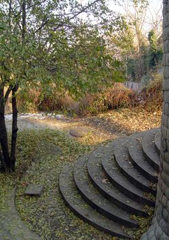 Steps in the one of the most popular park in Tbilisi - Mziuri or Sunny park in Vake area, Tbilisi, Republic of Georgia