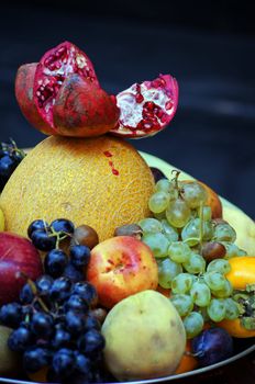 Closeup of autumn vegetables and fruits