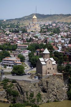 Churches and domes of Tbilisi, view to historical part of the capital of Republic of Georgia