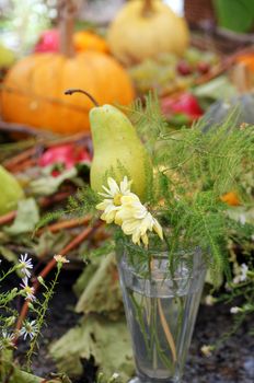 Closeup of autumn vegetables and fruits