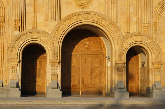 Facade of St. Trinity cathedral in Tbilisi, Georgia     