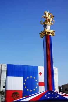 St. George statue at Liberty square in Tbilisi, Republic of Georgia