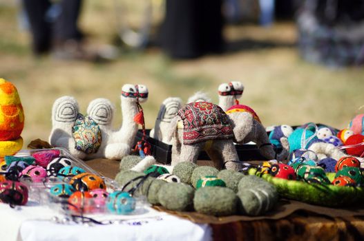 Oriental camel toys on the Tbilisi street market